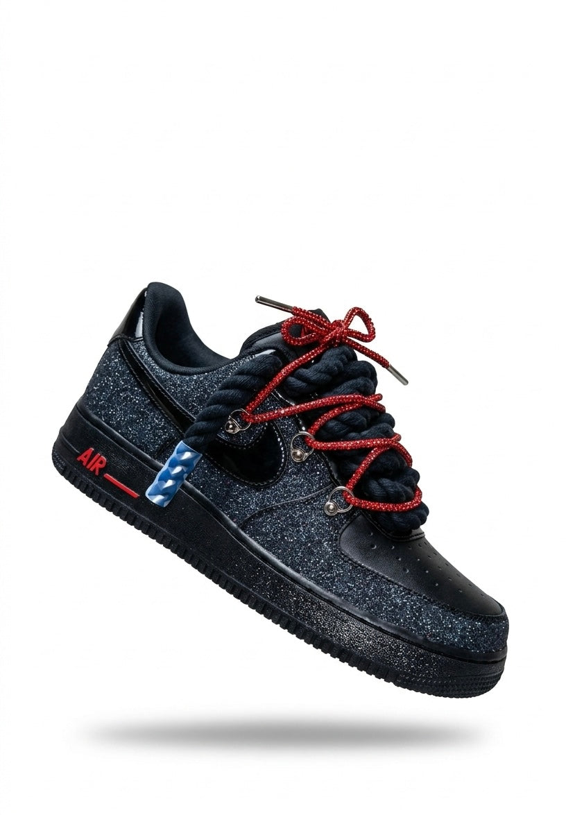 Air Force Personalizadas Negras Estrelladas y Rojas Reales