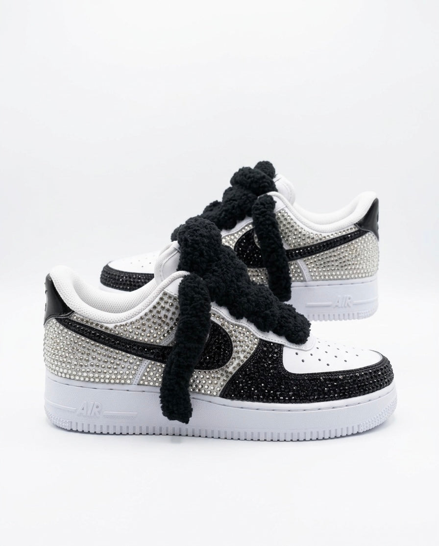 Air Force 1 Personalizadas – Edición Cristal Negro y Plateado