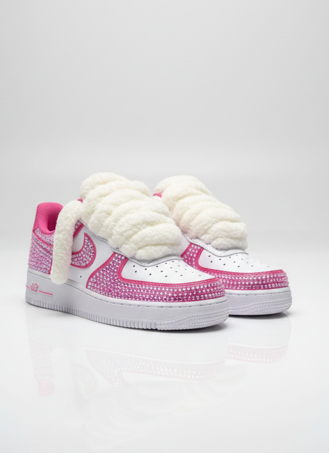 Air Force 1 Terciopelo Rosa Diamante
