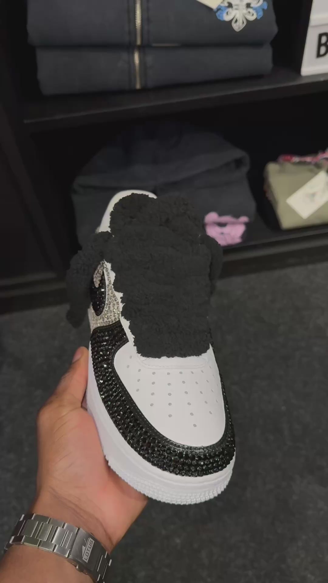 Air Force 1 Personalizadas – Edición Cristal Negro y Plateado